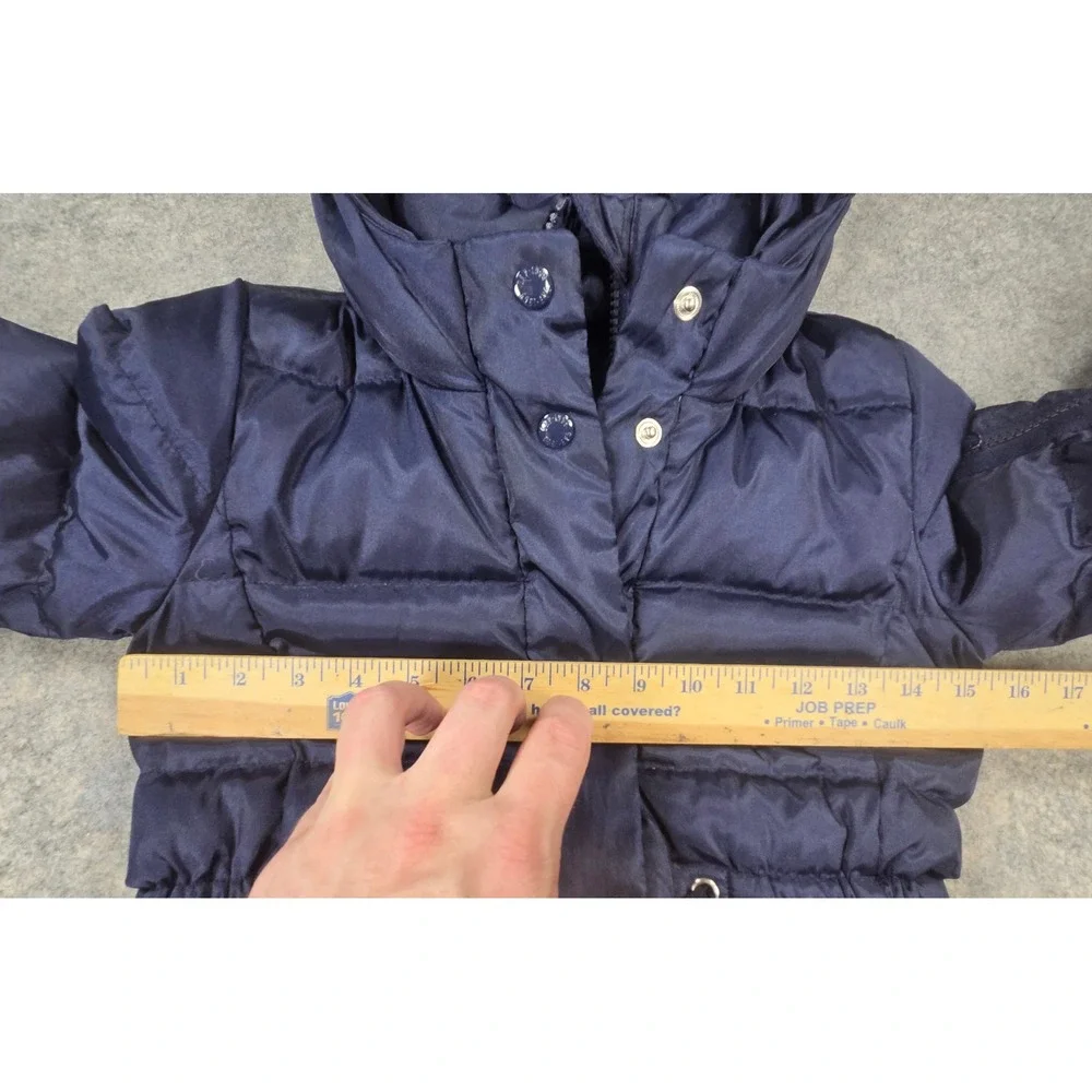 Gap Kids Girls Navy Blue Down Puffer Parka Faux Fur Hood Coat Size S 6-7
